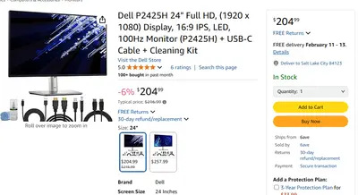Dell P2425H 24" Full HD Monitor - Thumbnail 8